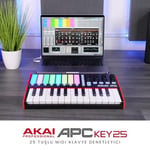 Akai Professional APC Key 25 - USB MIDI Klavye Controller, 37 Mini Tuş, Ableton Live Lite, 40 RGB Pedleri ve Klip Başlatma İçin 8 Farklı Düğme - Seçenekler: APC Key 25, APC Mini II