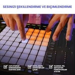Akai Professional APC64 Ableton MIDI Kontrol Cihazı, 8 Dokunmatik Şerit, Adım Sıralayıcı, 64 RGB Hıza Duyarlı Pedler, CV Kapıları, MIDI Giriş ve Çıkış, USB-C - Seçenekler: APC64, APC MINI 2