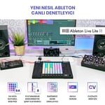 Akai Professional APC64 Ableton MIDI Kontrol Cihazı, 8 Dokunmatik Şerit, Adım Sıralayıcı, 64 RGB Hıza Duyarlı Pedler, CV Kapıları, MIDI Giriş ve Çıkış, USB-C - Seçenekler: APC64, APC MINI 2
