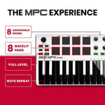 AKAI Professional MPK Mini MKII LE White - 16 arkadan aydınlatmalı pad, 8 atanabilir Q-link kontrolü ve 4 yönlü kumanda kolu ile taşınabilir 25 düğmeli USB MIDI klavye kontrol cihazı