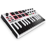 AKAI Professional MPK Mini MKII LE White - 16 arkadan aydınlatmalı pad, 8 atanabilir Q-link kontrolü ve 4 yönlü kumanda kolu ile taşınabilir 25 düğmeli USB MIDI klavye kontrol cihazı