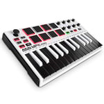 AKAI Professional MPK Mini MKII LE White - 16 arkadan aydınlatmalı pad, 8 atanabilir Q-link kontrolü ve 4 yönlü kumanda kolu ile taşınabilir 25 düğmeli USB MIDI klavye kontrol cihazı