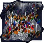 Aker Desenli Eşarp, 90x90, 5003146333, Lacivert, kadın