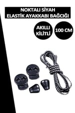 Akıllı Kilitli Elastik Noktalı Ayakkabı Bağcık 100 CM
