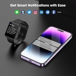 Akıllı saat 44 mm, AMOLED her zaman açık ekran fitness saati, nabız/uyku monitörü, adım kalori sayacı, IP68 su geçirmez aktivite izleyici, Android iOS ile uyumlu, siyah