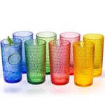 Akrilik İçme Bardakları, BPA İçermeyen Bardaklar, 8'li Set, 22oz Renkli Petek Şık Highball Bardakları