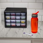Akro-Mils 10116 plastik parçalar saklama donanımı ve el işi dolabı, siyah, 16 çekmece, 26,7 x 21,6 cm