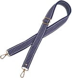 Aksesuar 120x3 cm Polyester Kolon Sapı Lacivert Renk Beyaz Şeritli Light Gold Metalli