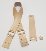 Aksesuar 70x4 cm Suni Deri Saplı Kapaklı Gold Renk Seti Light Gold Metalli