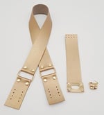 Aksesuar 70x4 cm Suni Deri Saplı Kapaklı Gold Renk Seti Light Gold Metalli
