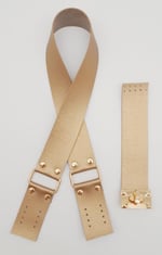 Aksesuar 70x4 cm Suni Deri Saplı Kapaklı Gold Renk Seti Light Gold Metalli