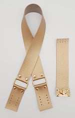 Aksesuar 70x4 cm Suni Deri Saplı Kapaklı Gold Renk Seti Light Gold Metalli