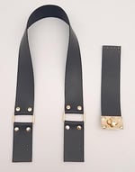 Aksesuar 70x4 cm Suni Deri Saplı Kapaklı Siyah Seti Light Gold Metalli