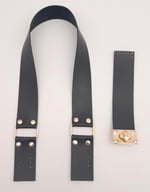 Aksesuar 70x4 cm Suni Deri Saplı Kapaklı Siyah Seti Light Gold Metalli