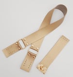 Aksesuar 70x4 cm Suni Deri Saplı Kapaklı Gold Renk Seti Light Gold Metalli