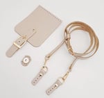 Aksesuar Bej Gerçek Deri 130x1.5 cm Ayarlı Saplı Seti Light Gold Metalli