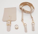 Aksesuar Bej Gerçek Deri 130x1.5 cm Ayarlı Saplı Seti Light Gold Metalli