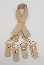 Aksesuar Gerçek Deri 55 Cm Misu Model Çift Sap Ham Renk Light Gold Metal