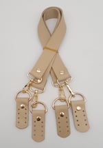 Aksesuar Gerçek Deri 55 Cm Misu Model Çift Sap Ham Renk Light Gold Metal