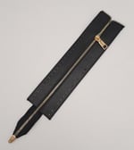 Aksesuar Gerçek Derili 28 Cm Siyah Renk Fermuar Light Gold Metalli