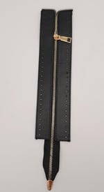 Aksesuar Gerçek Derili 28 Cm Siyah Renk Fermuar Light Gold Metalli