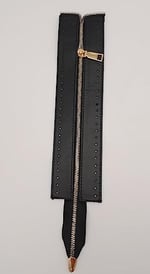 Aksesuar Gerçek Derili 28 Cm Siyah Renk Fermuar Light Gold Metalli