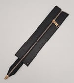 Aksesuar Gerçek Derili 28 Cm Siyah Renk Fermuar Light Gold Metalli