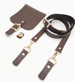 Aksesuar Kahverengi Tek Kat Suni Deri 130x2 cm Ayarlı Saplı Seti Light Gold Metalli
