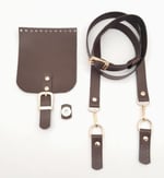 Aksesuar Kahverengi Tek Kat Suni Deri 130x2 cm Ayarlı Saplı Seti Light Gold Metalli