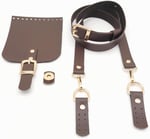 Aksesuar Kahverengi Tek Kat Suni Deri 130x2 cm Ayarlı Saplı Seti Light Gold Metalli