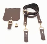 Aksesuar Kahverengi Tek Kat Suni Deri 130x2 cm Ayarlı Saplı Seti Light Gold Metalli