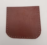 Aksesuar Kızıl Kahve Gerçek Deri 12x12 cm Oval Kenar Cep