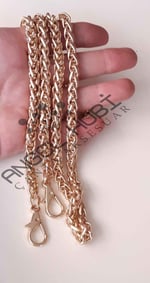 Aksesuar Light Gold Renk Kalın Örgü Model Zinciri (140 Cm)