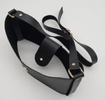 Aksesuar Siyah Suni Deri 120x2 cm Saplı Deri Seti Light Gold Metalli