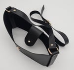 Aksesuar Siyah Suni Deri 120x2 cm Saplı Deri Seti Light Gold Metalli