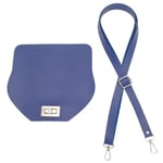 Aksesuar Suni Deri 21x19 cm Kapaklı ve Ayarlı Saplı Seti Mavi Renk Gümüş Metalli
