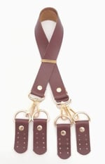 Aksesuar Suni Deri 55 Cm Misu Model Çift Sap Bordo Renk Light Gold Metal