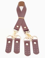 Aksesuar Suni Deri 55 Cm Misu Model Çift Sap Bordo Renk Light Gold Metal