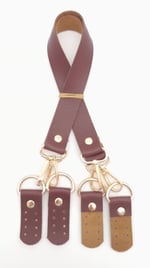 Aksesuar Suni Deri 55 Cm Misu Model Çift Sap Bordo Renk Light Gold Metal