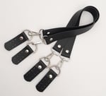 Aksesuar Suni Deri 55 Cm Misu Model Çift Sap Siyah Renk Gümüş Metal