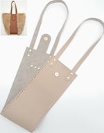 Aksesuar Suni Deri Kova Model Bej Renk Deri Seti Light Gold Metal