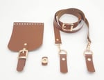 Aksesuar Taba Tek Kat Suni Deri 130x2 cm Ayarlı Saplı Seti Light Gold Metalli