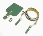 Aksesuar Yeşil Gerçek Deri 130x1.5 cm Ayarlı Saplı Seti Light Gold Metalli