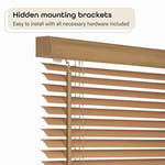 Akülü Işık Filtreleme Mini Kör - 90,7 cm Genişlik, 172 cm Uzunluk, 2,5 cm Çıta Boyutu - Ahşap Tonluk - Akülü GII Morningstar Yatay Pencere Panjurları Achim Home Decor tarafından