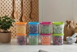 Alaska 8'li Derin Dondurucu Saklama Kabı Seti - 380 ml Kar Tanesi Desenli Erzak Kabı - Kırılmaz Esnek Yapı, BPA Free (4 Renk x 2 Adet)
