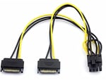 Alfais 4327 2x Sata To 8 Pin (6+2) Pci-e Express Güç Molex Power Kablosu Çevirici Dönüştürücü