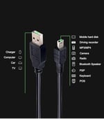 Alfais 4575 Mini USB to USB Data Şarj Kablosu, Siyah