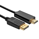 Alfais Al-4318 Displayport to HDMI Dönüştürücü Adaptör Kablosu, Siyah, 1.8 Metre