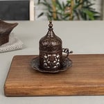 Alisveristime (1 Adet Türk Yunan Arap Kahvesi Espresso Fincanı Tabağı (Lale) (Antik Bakır)