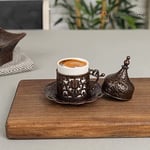 Alisveristime (1 Adet Türk Yunan Arap Kahvesi Espresso Fincanı Tabağı (Lale) (Antik Bakır)